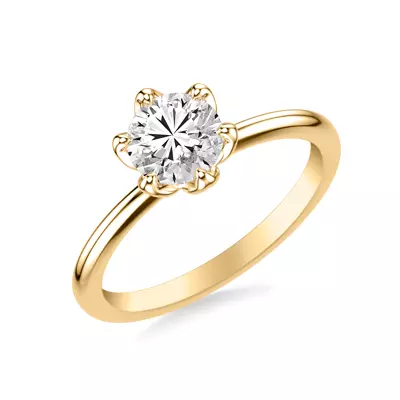 Blanche Six-Prong Petal Shaped Solitaire Engagement Ring