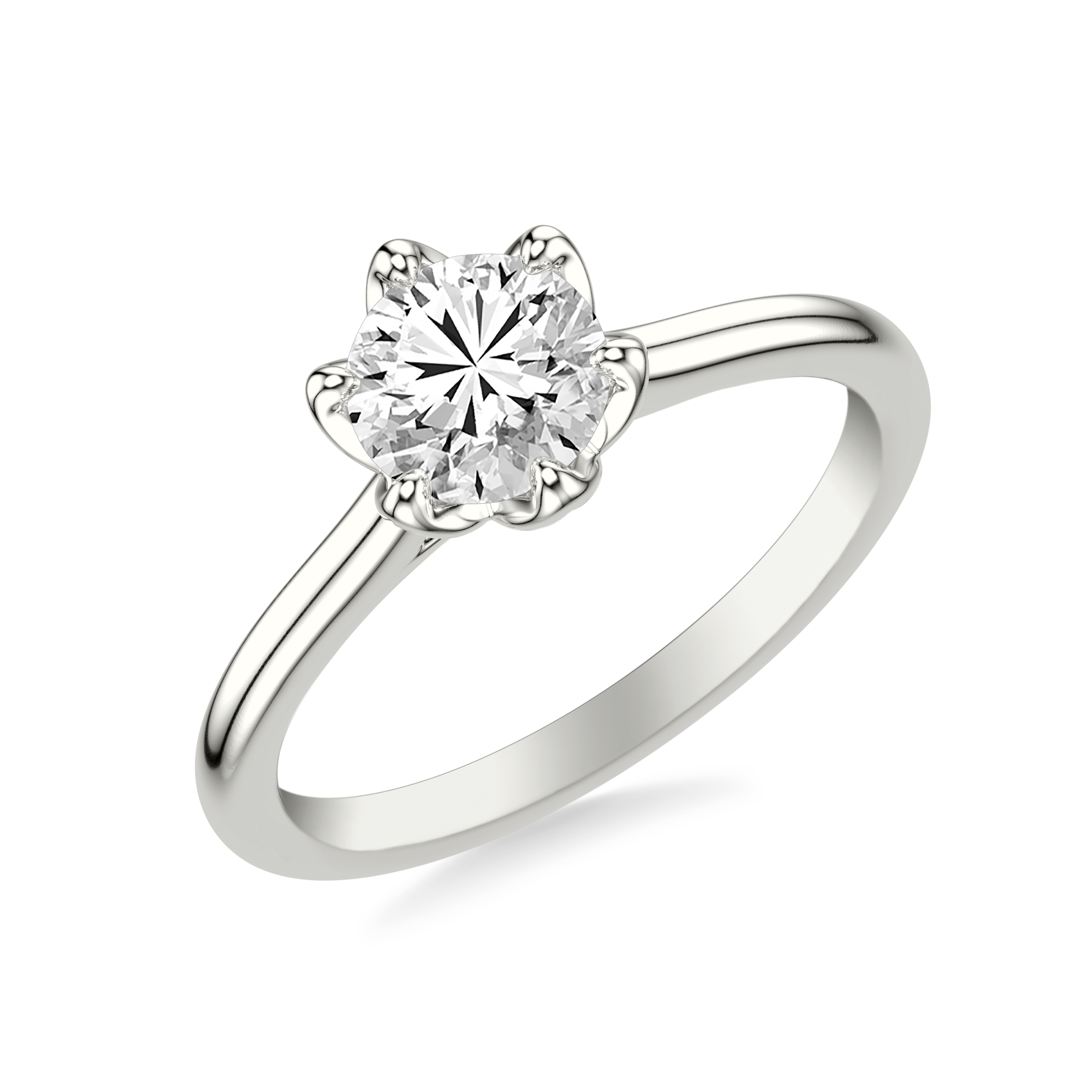 Cherry Petal Cathedral Solitaire Engagement Ring