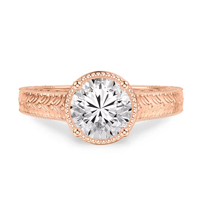 Bellavere Vintage Beaded Halo Engagement Ring