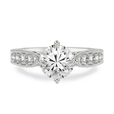 Kensie Grand Engraved Pavé Lab Engagement Ring