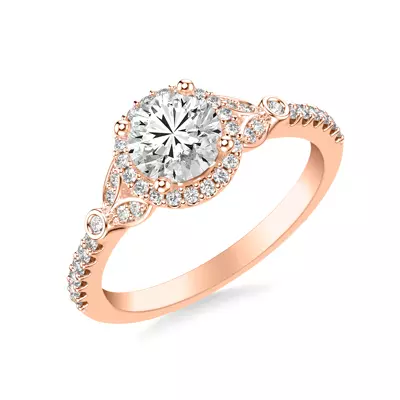 Jillian Contemporary Prong Halo Engagement Ring
