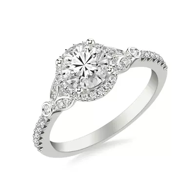Jillian Contemporary Prong Halo Engagement Ring