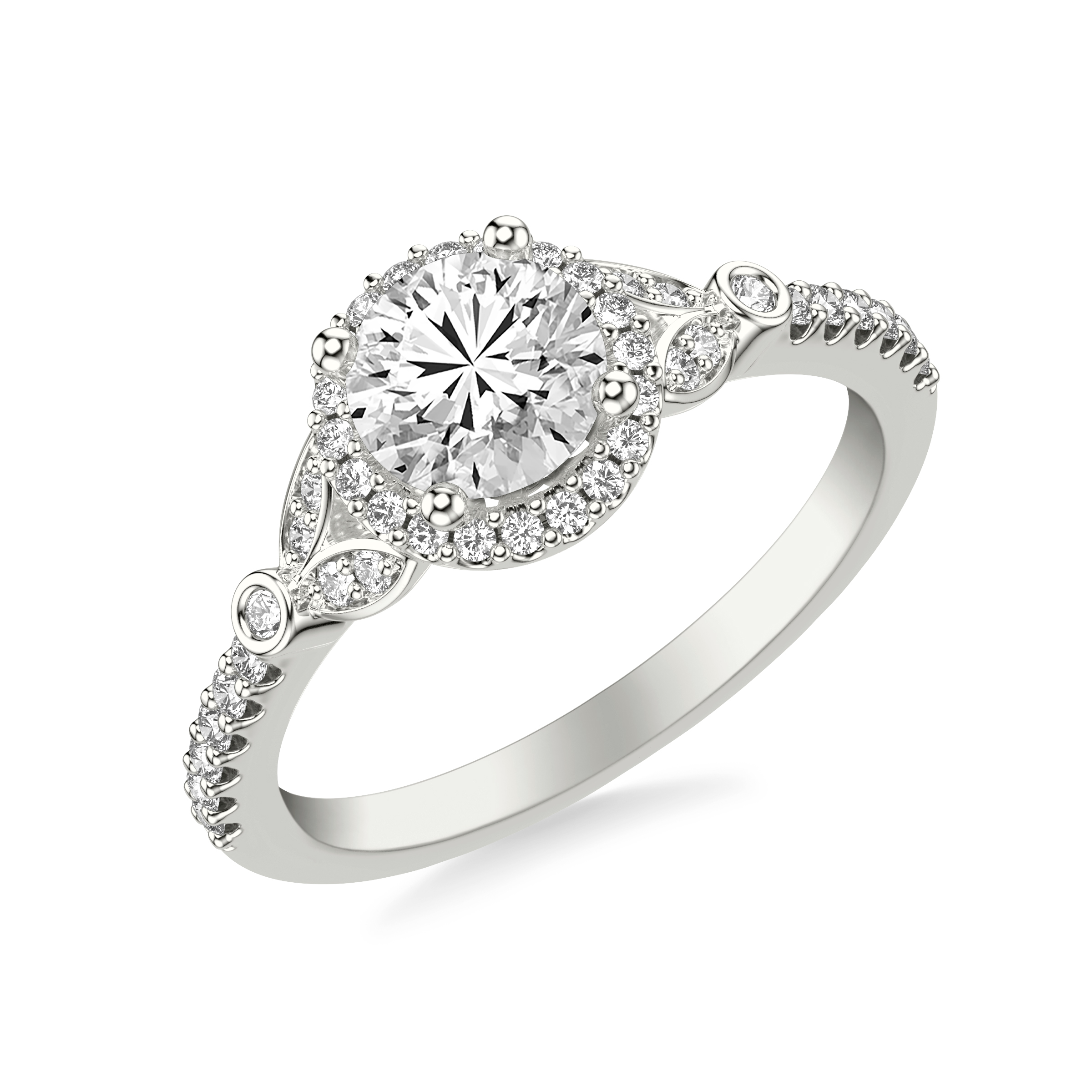 Jillian Contemporary Prong Halo Engagement Ring