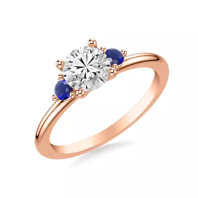 Mia Round Sapphire Accent Engagement Ring