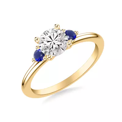 Mia Round Sapphire Accent Engagement Ring