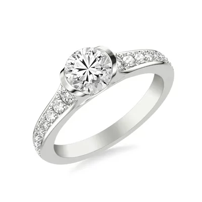 Colette Bezel Engagement Ring with Diamond Shank
