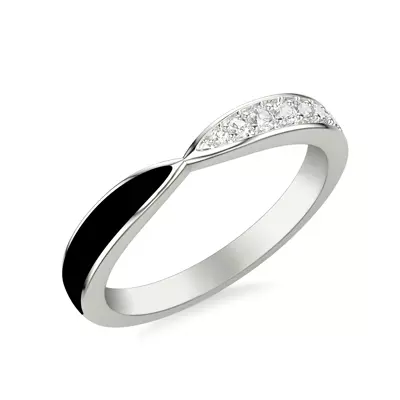 Pinched Diamond and Ceramic Band