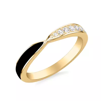 Pinched Diamond and Ceramic Band