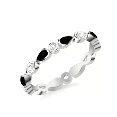 Mixed Shape Diamond & Black Ceramic Eternity Band
