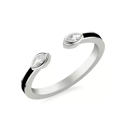 Open-End Marquise Diamond & Ceramic Band