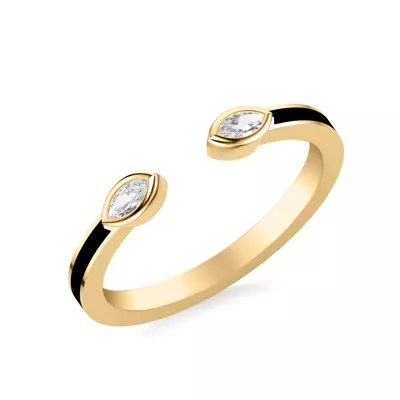 Open-End Marquise Diamond & Ceramic Band