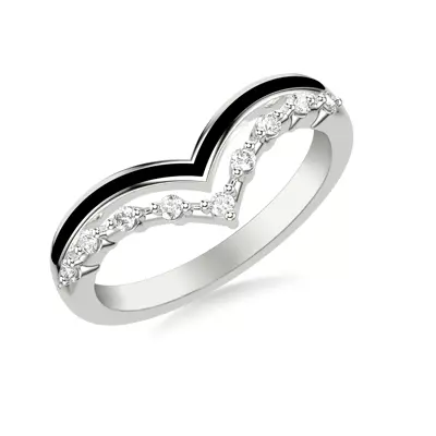 Diamond And Ceramic Double Chevron Band