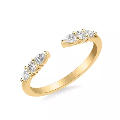 Zora Alternating Pear & Round Diamond Open Band