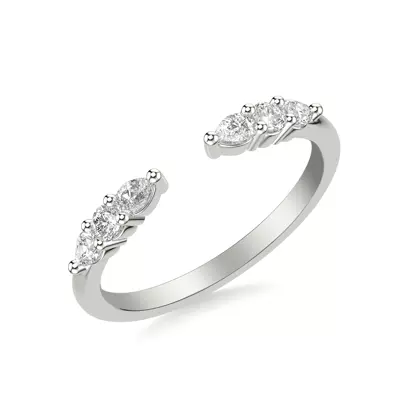 Zora Alternating Pear & Round Diamond Open Band
