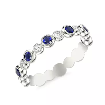 Diamond And Sapphire Bubble Eternity Band