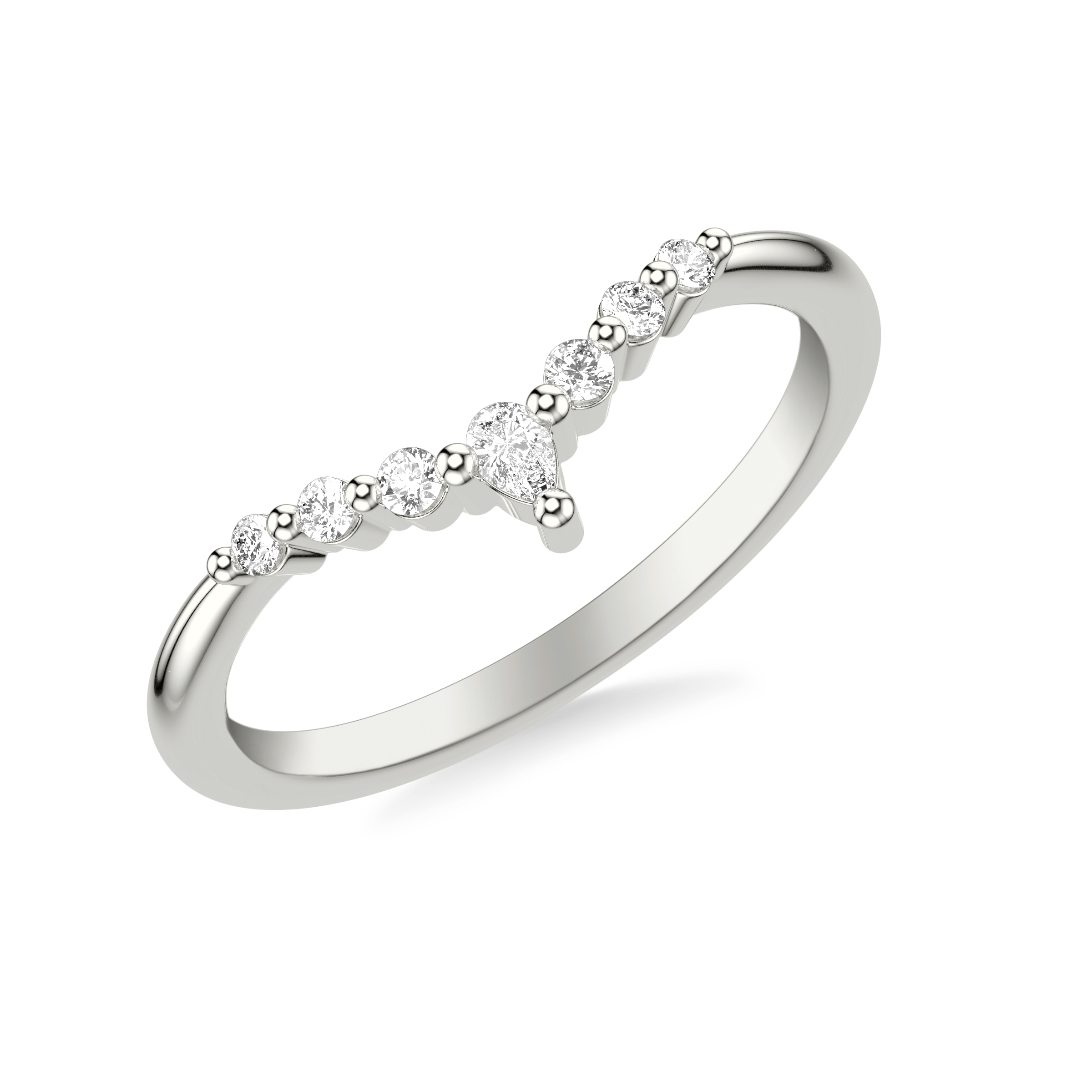 Chevron Pear Crown Diamond Band