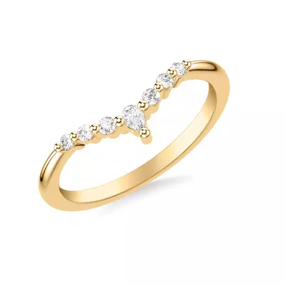 Chevron Pear Crown Diamond Band