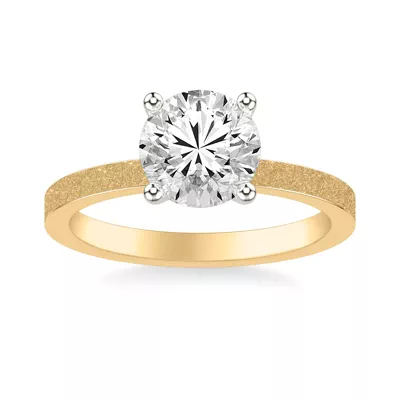 Astra Textured Solitaire Engagement Ring - 18K Yellow Gold