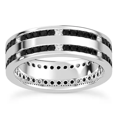 Black-White Double Row Eternity Band (7mm)
