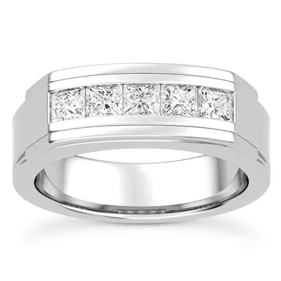 Five-Stone Lab Princess-Cut Channel-Set Band (5mm)