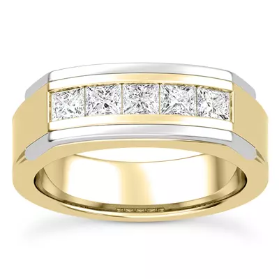 Five-Stone Lab Princess-Cut Channel-Set Band (5mm)