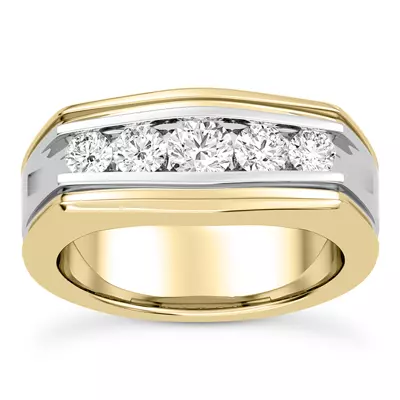 Graduating Round Channel-Set Lab Diamond Band (6.7mm)