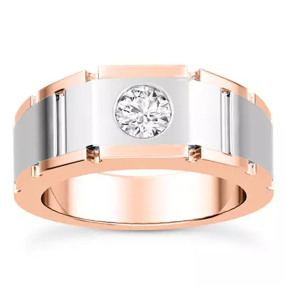 Flush-Set Solitaire Lab Diamond Grooved Band (5mm)