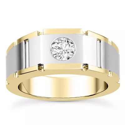 Flush-Set Solitaire Lab Diamond Grooved Band (5mm)