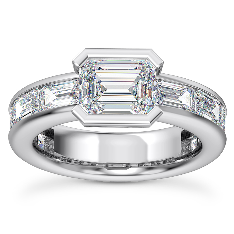 Hahn Lab Emerald Channel Set Engagement Ring