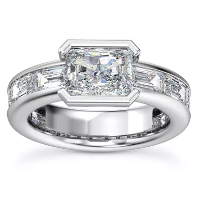 Hahn Lab Emerald Channel Set Engagement Ring