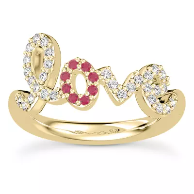 Diamond and Ruby Love Ring