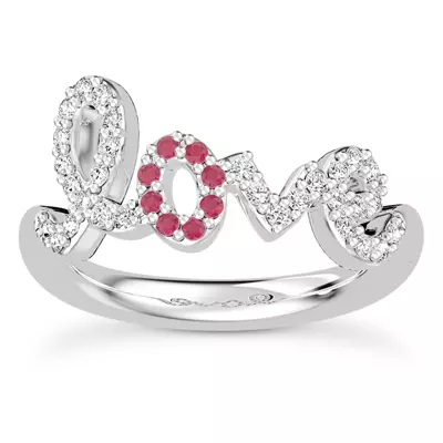 Diamond and Ruby Love Ring