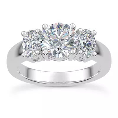 Roxie Oval Lab Side Stone Three-Stone Engagement Ring