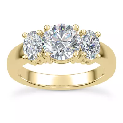 Roxie Oval Side Stone Three-Stone Engagement Ring