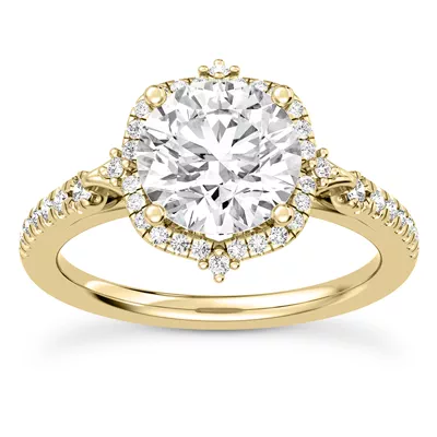 Maplewood Pavé Split Shank Petal Halo Engagement Ring