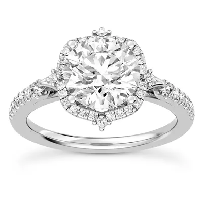 Maplewood Pavé Split Shank Petal Halo Engagement Ring