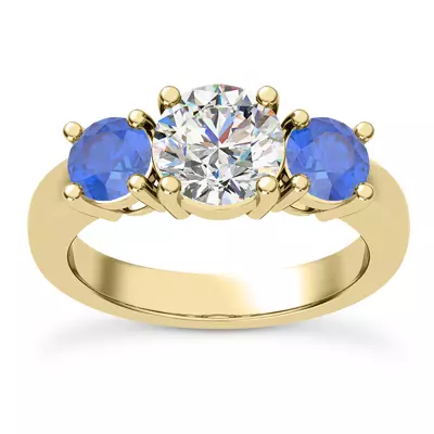 Mavrica Round Sapphire Three-Stone Engagement Ring