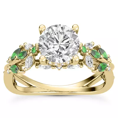 Butterfly And Bee Vine Twist Emerald Engagement Ring
