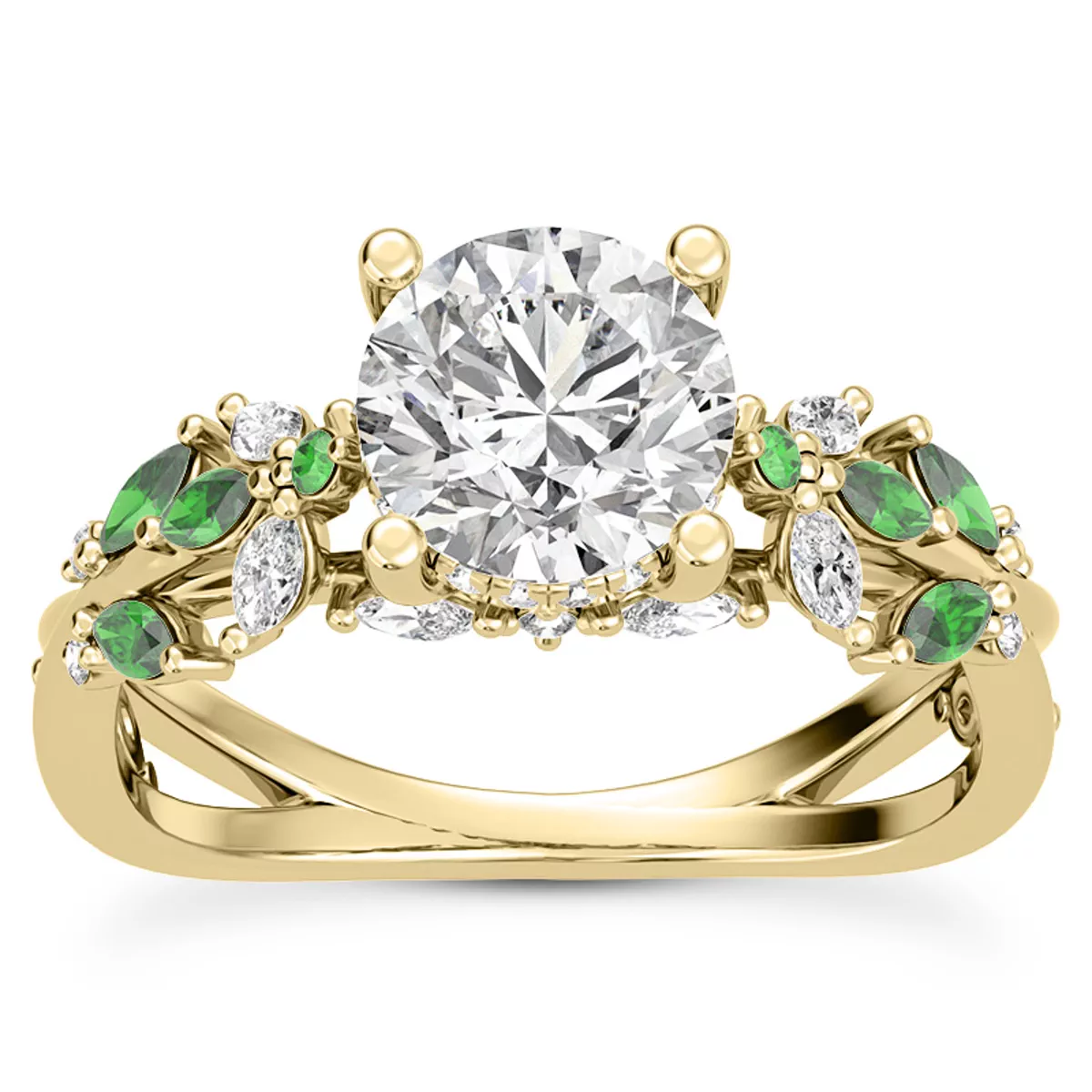 Butterfly And Bee Vine Twist Lab Emerald Engagement Ring