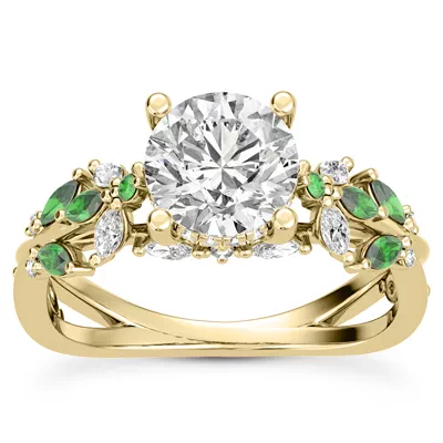 Butterfly And Bee Vine Twist Lab Emerald Engagement Ring