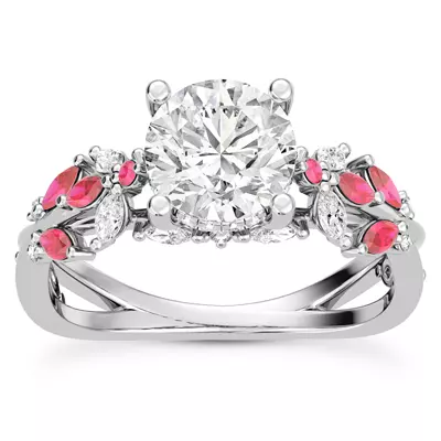 Butterfly And Bee Vine Twist Ruby Engagement Ring