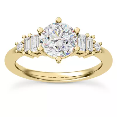 Tia Graduated Baguette And Round Diamond Engagement Ring