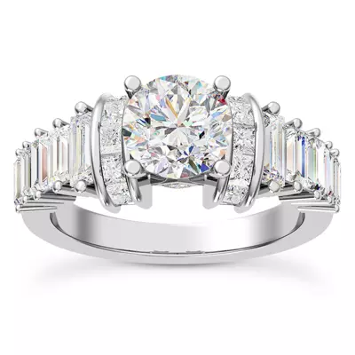 Lyric Arch-Set Princess-Cut & Baguette Engagement Ring