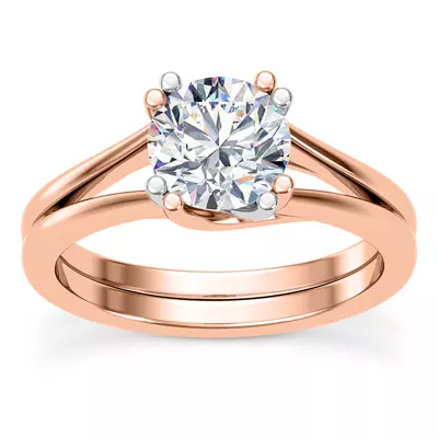 Tori Double Prong Mixed-Metal Hidden Halo Engagement Ring