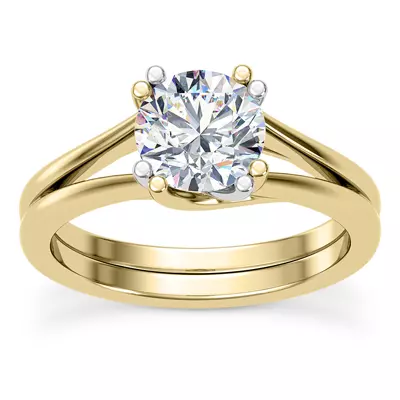 Tori Double Prong Mixed-Metal Hidden Halo Engagement Ring