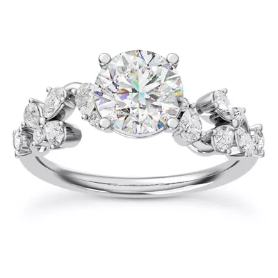 Olga Pear and Round Lab Diamond Winding Engagement Ring