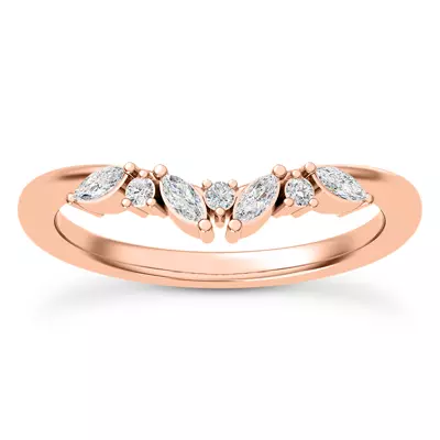 Nelly Marquise and Round Diamond Chevron Band