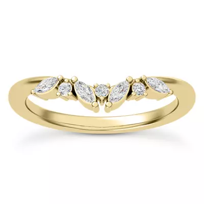 Nelly Marquise and Round Diamond Chevron Band
