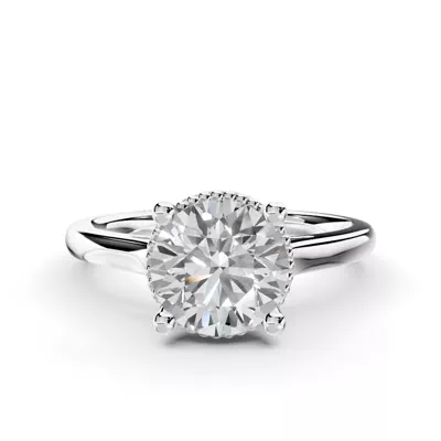 Ravenna Milgrain Halo Solitaire Engagement Ring (1.8mm)