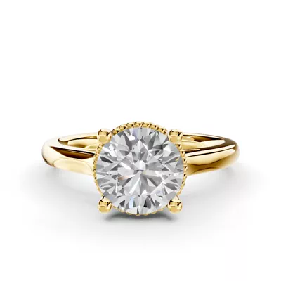 Ravenna Milgrain Halo Solitaire Engagement Ring (2.0mm)